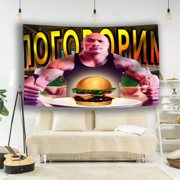 Johnson Pancake Tapestry Hanging Funny Meme Home Décor Aesthetic Art Polyester Material Background - Image 2