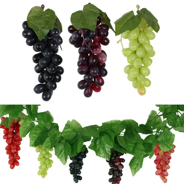 5 Bunches Artificial Grapes Simulation Decorative Lifelike Rubber Fake Clusters To Wedding Wine Kitchen Centerpiece Décor - Image 2