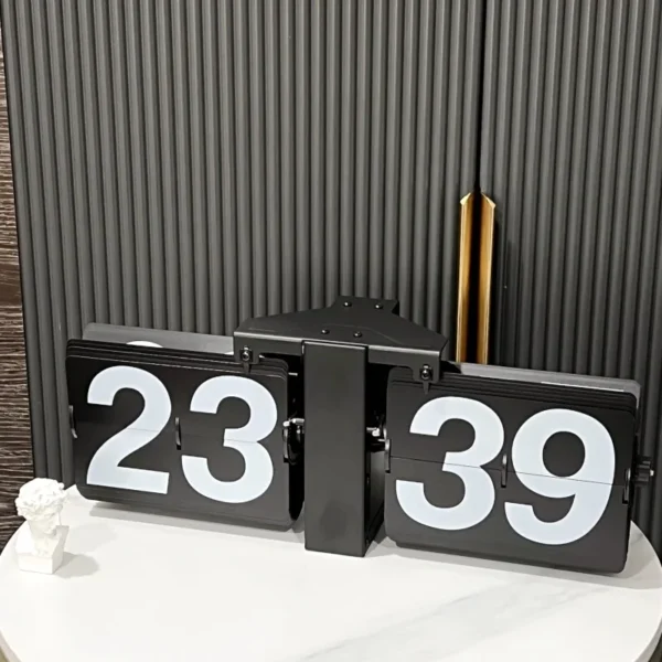 Large Flip Clock Vintage Desk Clocks Retro Flip Down Clocks-Battery Powered Internal Operated Flip Flop Watch Home& Office Décor - Image 3