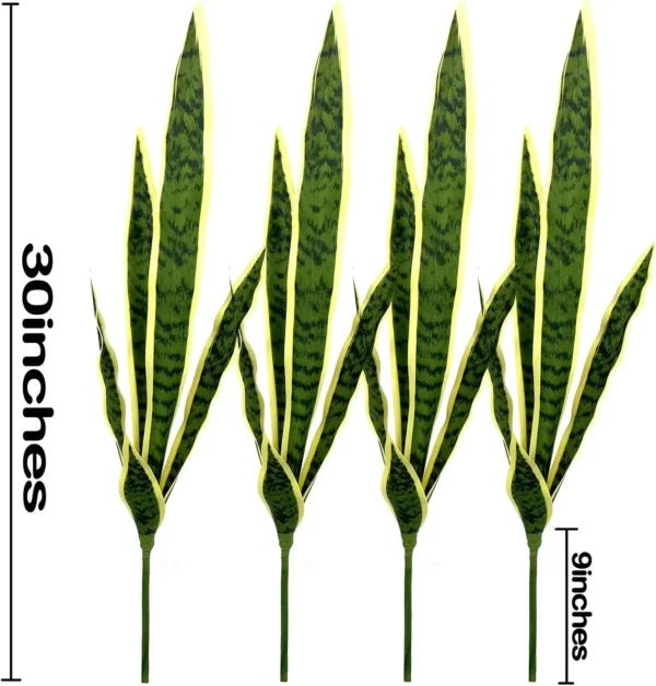 4 Pcs 30" Sansevieria Snake Artificial Plant Plastic Greenery Perfect Faux Agave Plant for Home Office Décor - Image 2