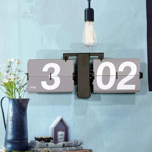 Large Flip Clock Vintage Desk Clocks Retro Flip Down Clocks-Battery Powered Internal Operated Flip Flop Watch Home& Office Décor - Image 2