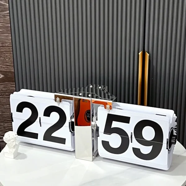 Large Flip Clock Vintage Desk Clocks Retro Flip Down Clocks-Battery Powered Internal Operated Flip Flop Watch Home& Office Décor - Image 6